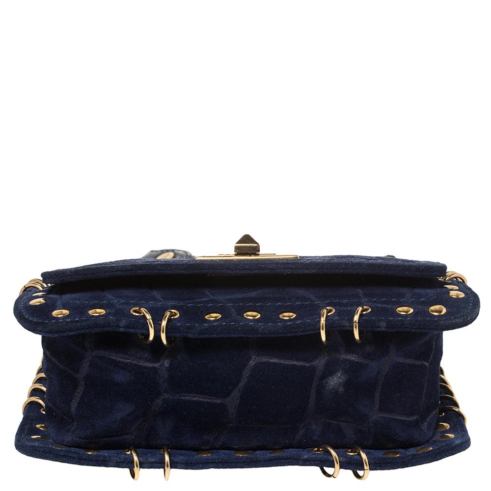 Women's Emilio Pucci Royal Blue Suede Small Marquise Shoulder Bag