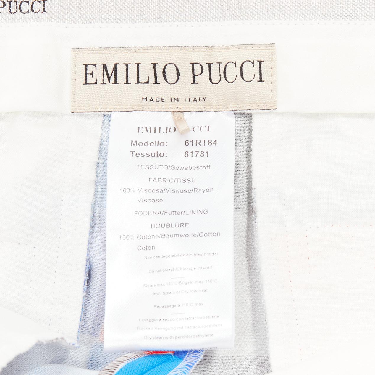 EMILIO PUCCI Pantalon taille moyenne à carreaux bleu aquarelle Runway IT38 XS en vente 3