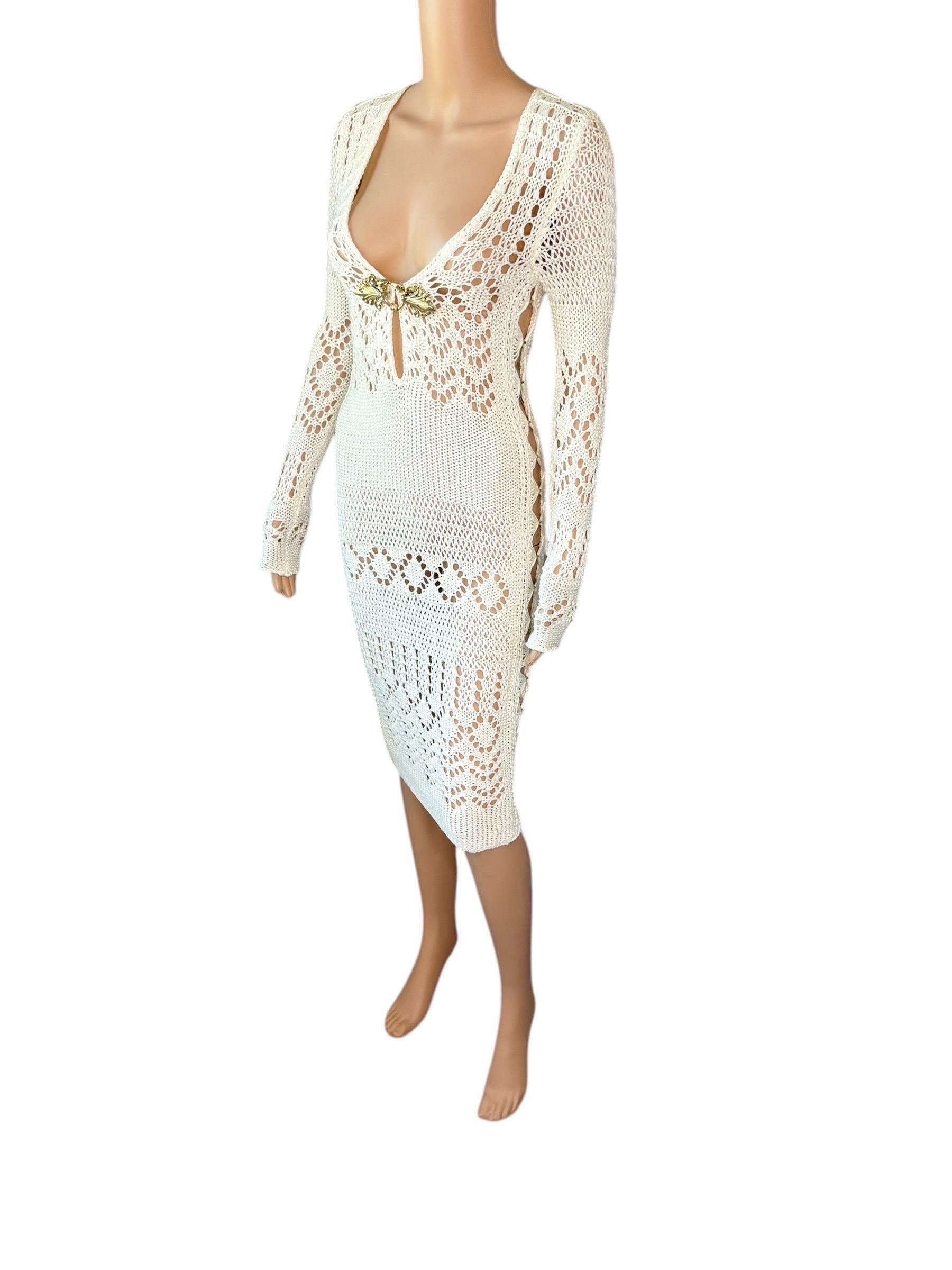 Emilio Pucci S/S 2011 Vestido Marfil de Punto Abierto de Crochet con Recorte Adornado en venta 7