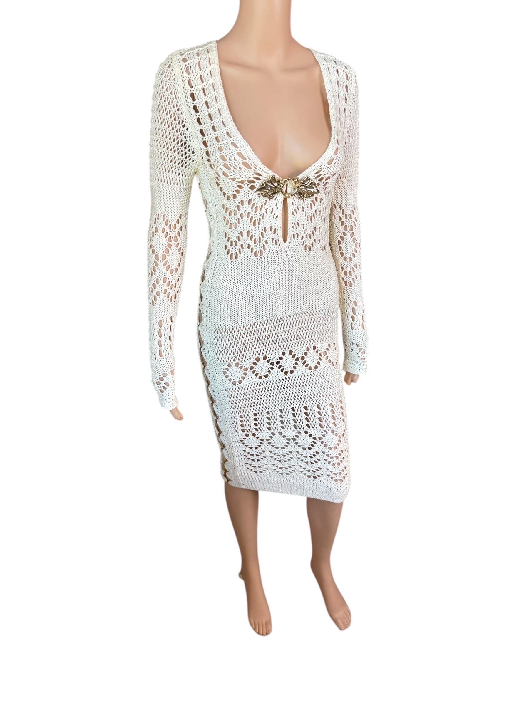 Emilio Pucci S/S 2011 Vestido Marfil de Punto Abierto de Crochet con Recorte Adornado en venta 13