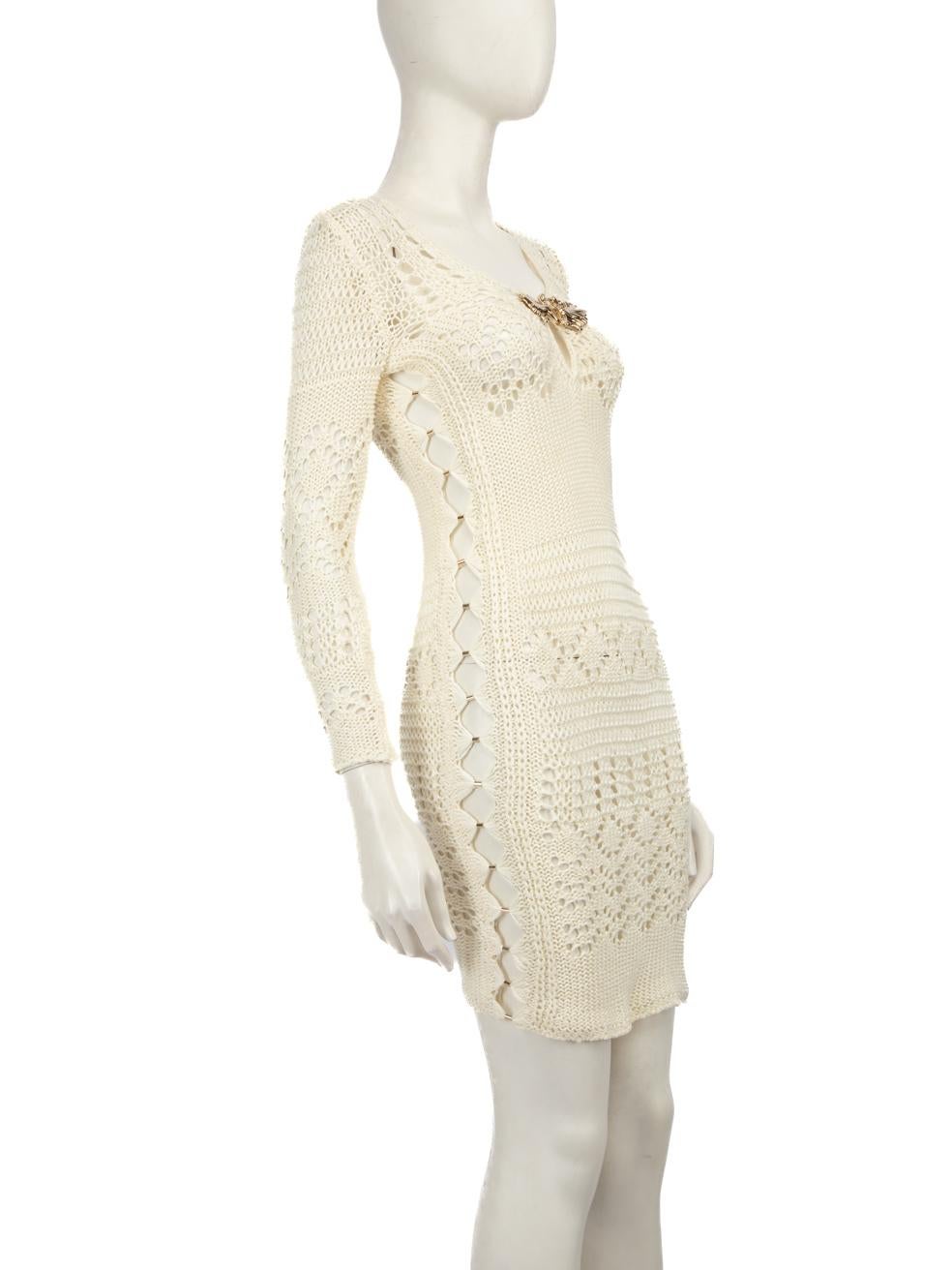 CONDITION is Very good. Minimal wear to the dress is evident, there are marks on the front hardware detail on this used Emilio Pucci designer resale item.
  
  
  
  Details
  
  
  S/S 2011 Runway
  
  Ecru
  
  Cotton
  
  Crochet dress
  
  Long