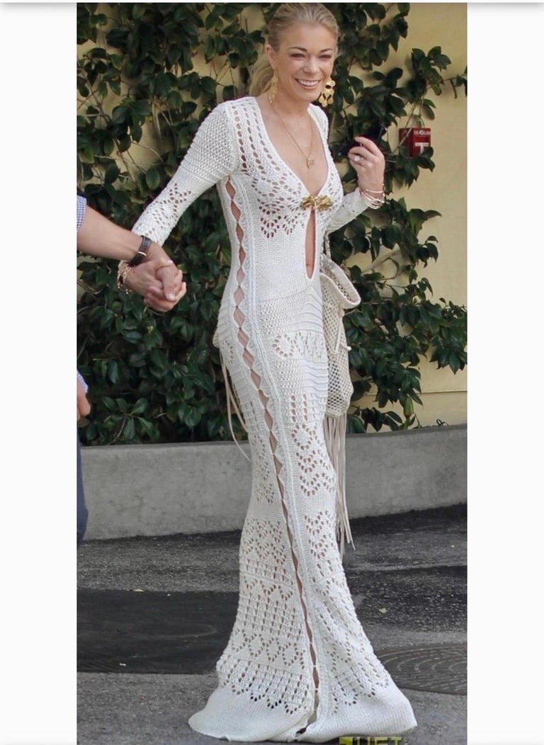 emilio pucci white crochet dress Emilio Pucci S/S 2011 Runway Unworn Embellished Cutout Crochet Open Knit  Dress