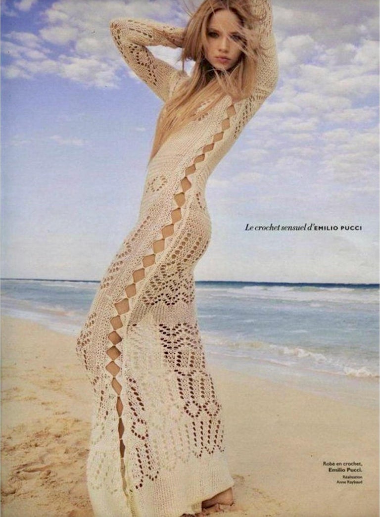 Emilio Pucci S/S 2011 Runway Unworn Embellished Cutout Crochet Open Knit  Dress