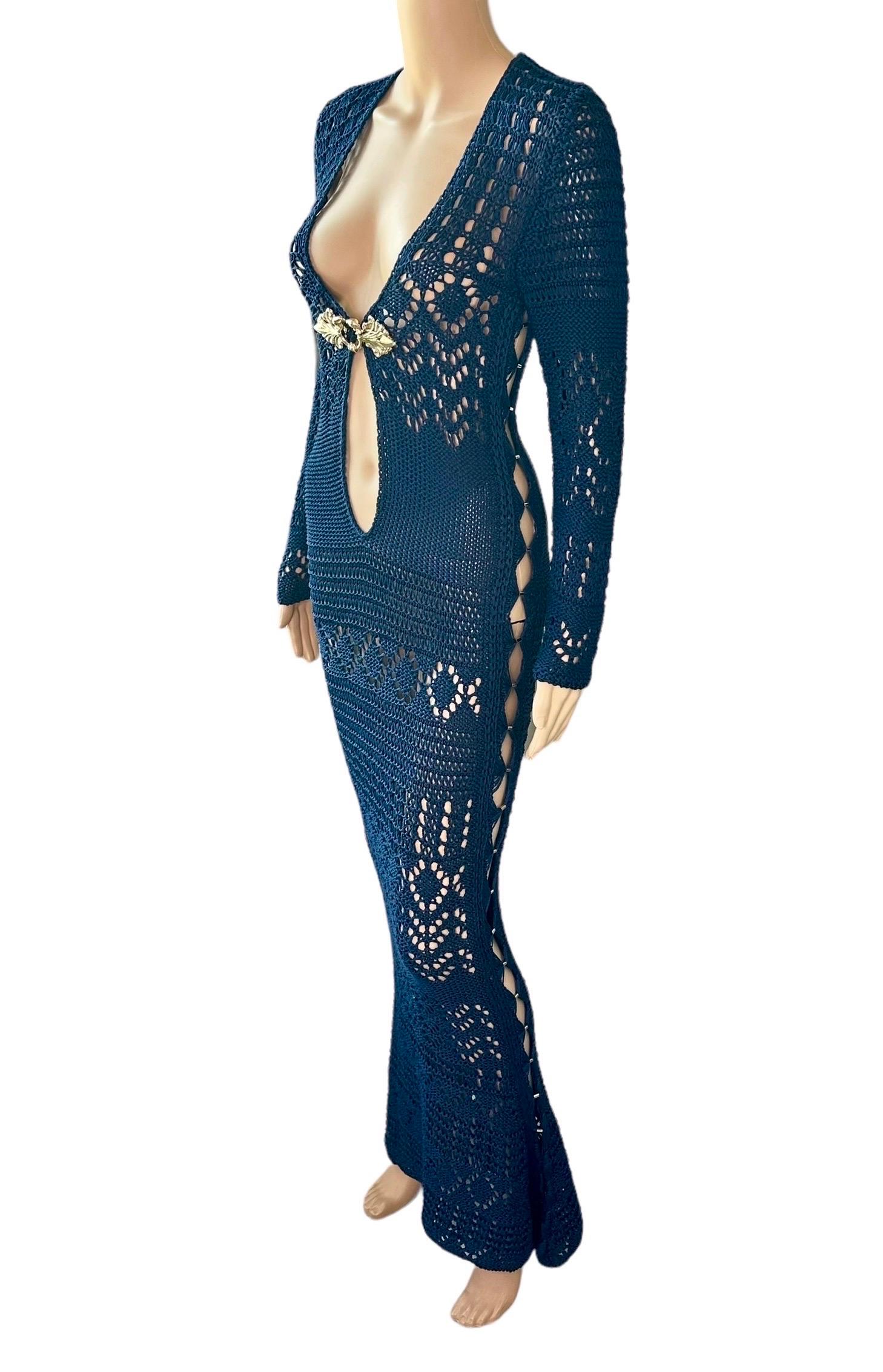 Purple Emilio Pucci S/S 2011 Runway Unworn Embellished Cutout Crochet Open Knit Dress For Sale