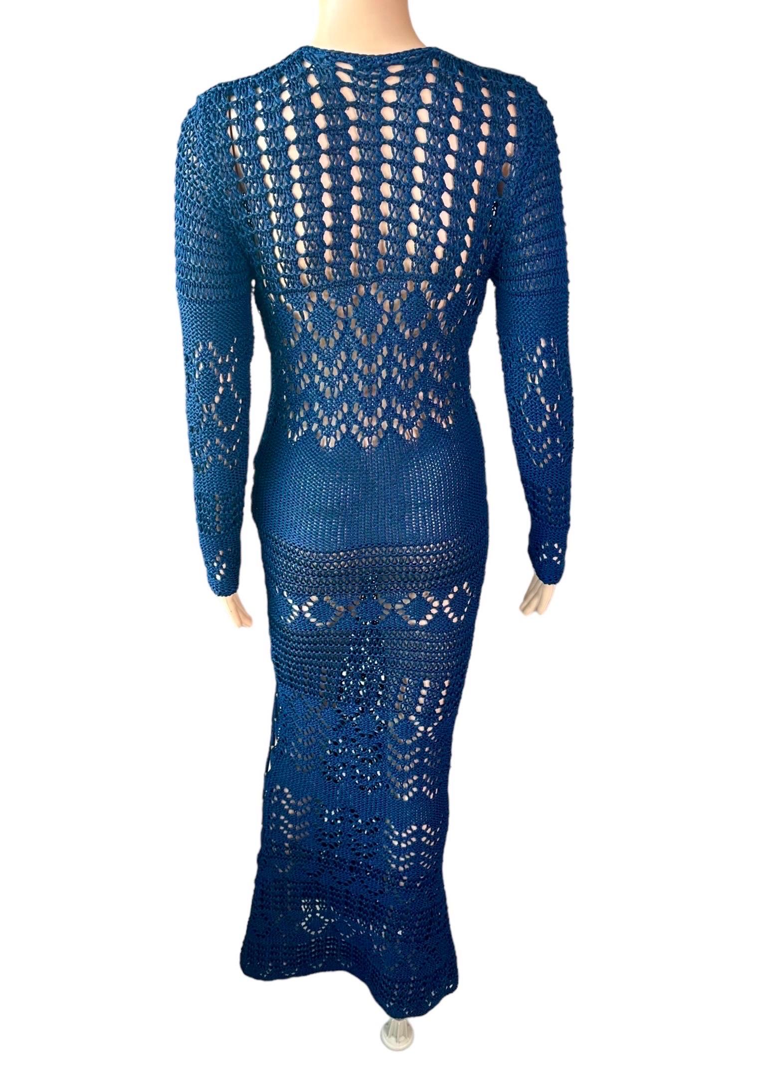 Women's or Men's Emilio Pucci S/S 2011 Runway Unworn Embellished Cutout Crochet Open Knit Dress For Sale