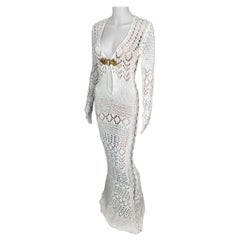 Emilio Pucci F/S 2011 Laufsteg Ungetragenes gehäkeltes offenes Strickkleid mit Ausschnitt