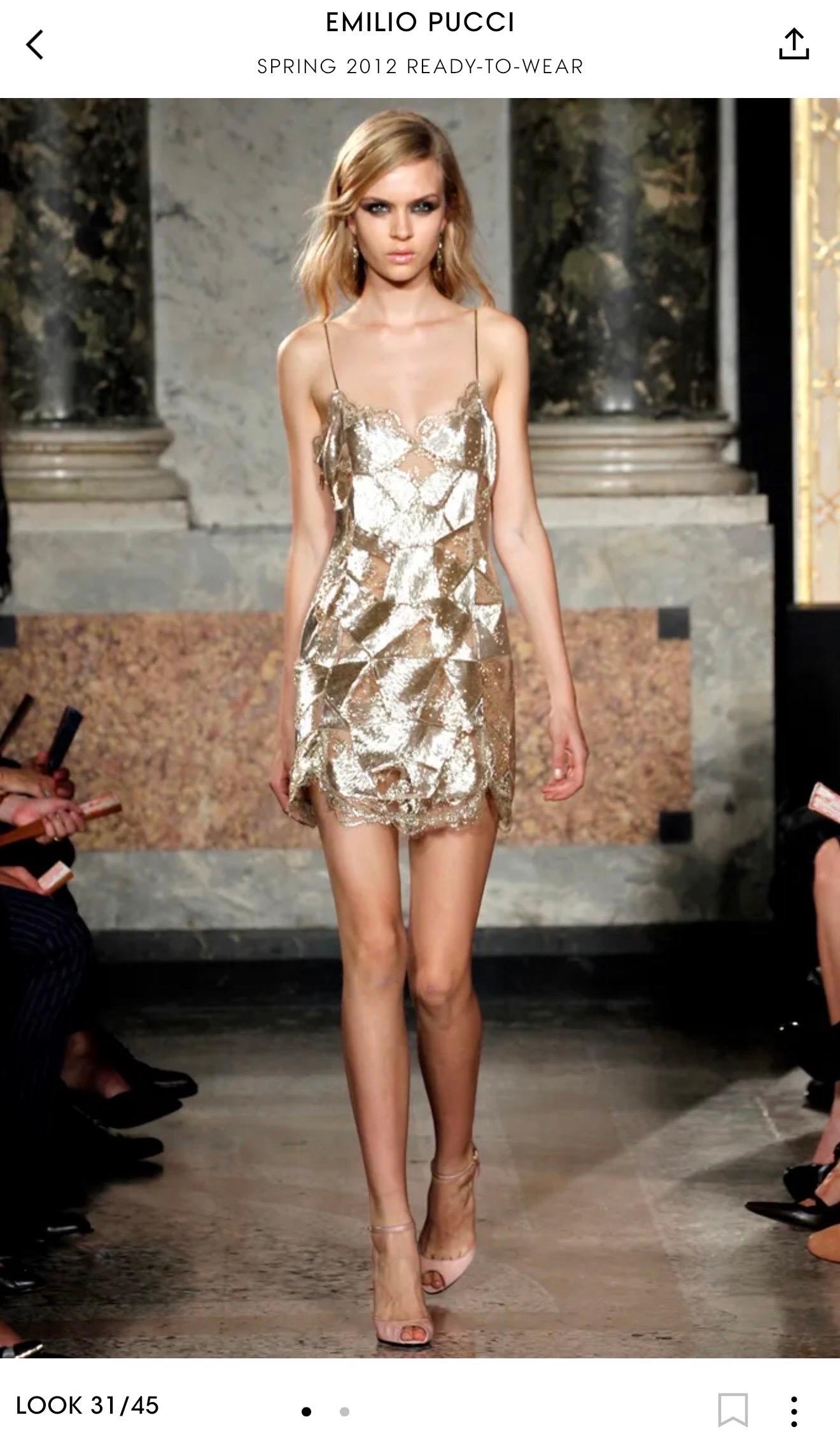 Emilio Pucci S/S 2012 Runway Unworn Embellished Sheer Lace Cutout Mini Dress For Sale 10