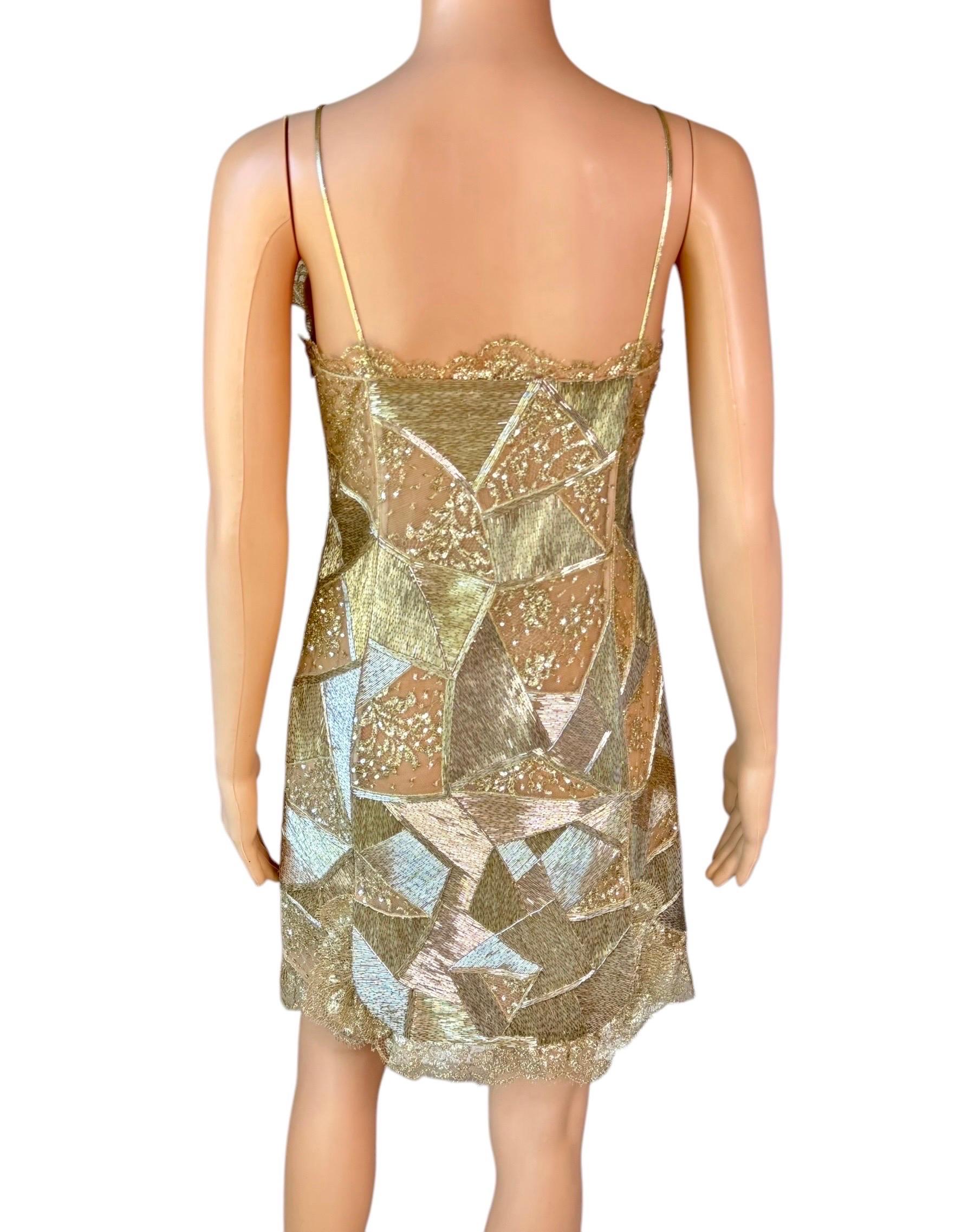 Beige Emilio Pucci S/S 2012 Runway Unworn Embellished Sheer Lace Cutout Mini Dress For Sale