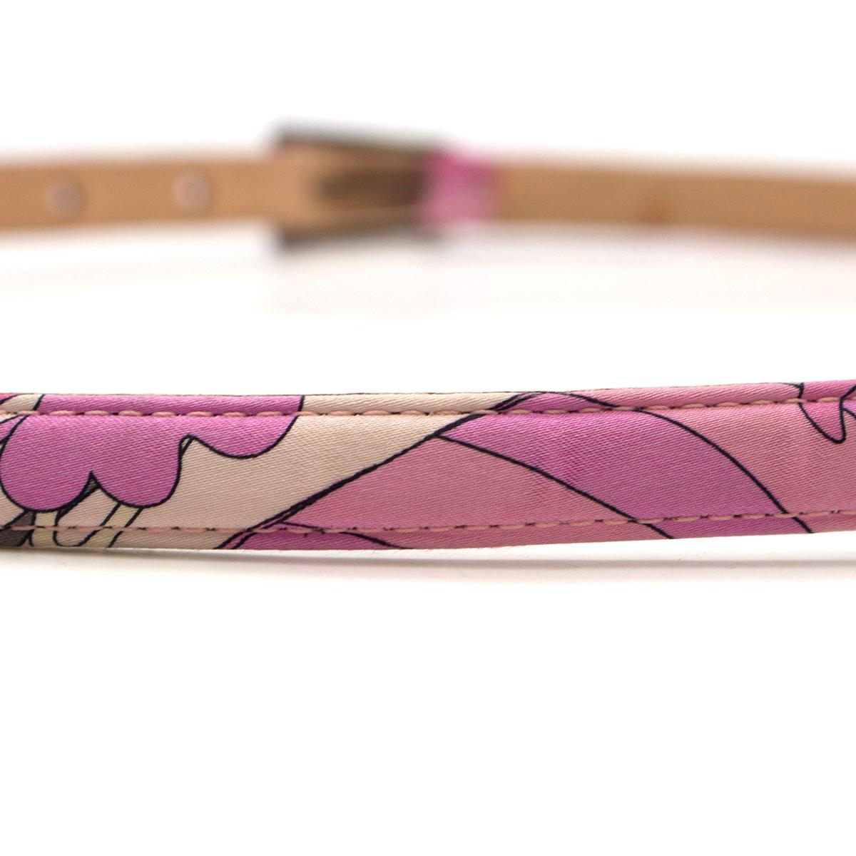 Brown Emilio Pucci Satin Pink Printed Belt 90