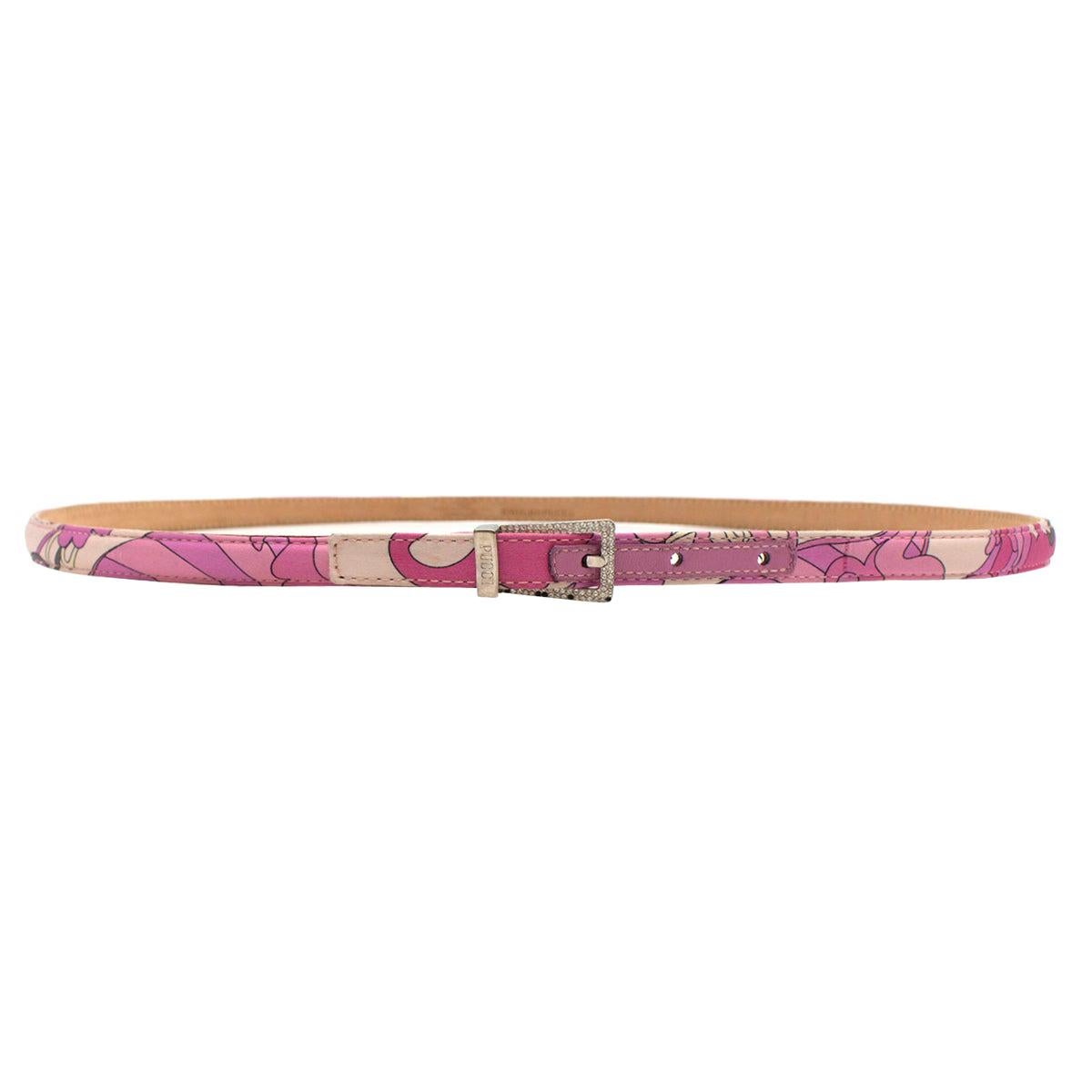 Emilio Pucci Satin Pink Printed Belt 90