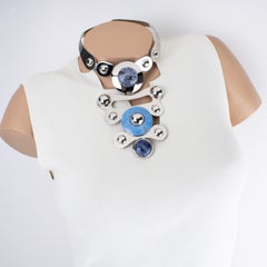 Emilio Pucci Sculptural Futuristic Necklace with Stone-like Glass Cabochons