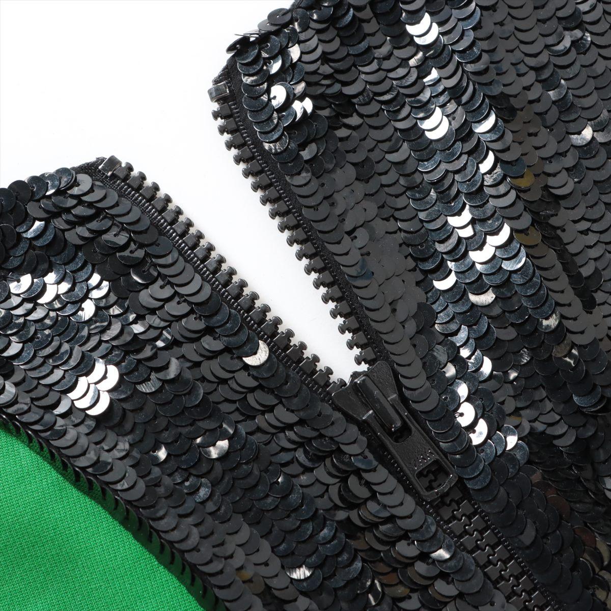 Emilio Pucci  Paillettenbesetztes Viskosekleid Schwarz x Grün Damen im Angebot