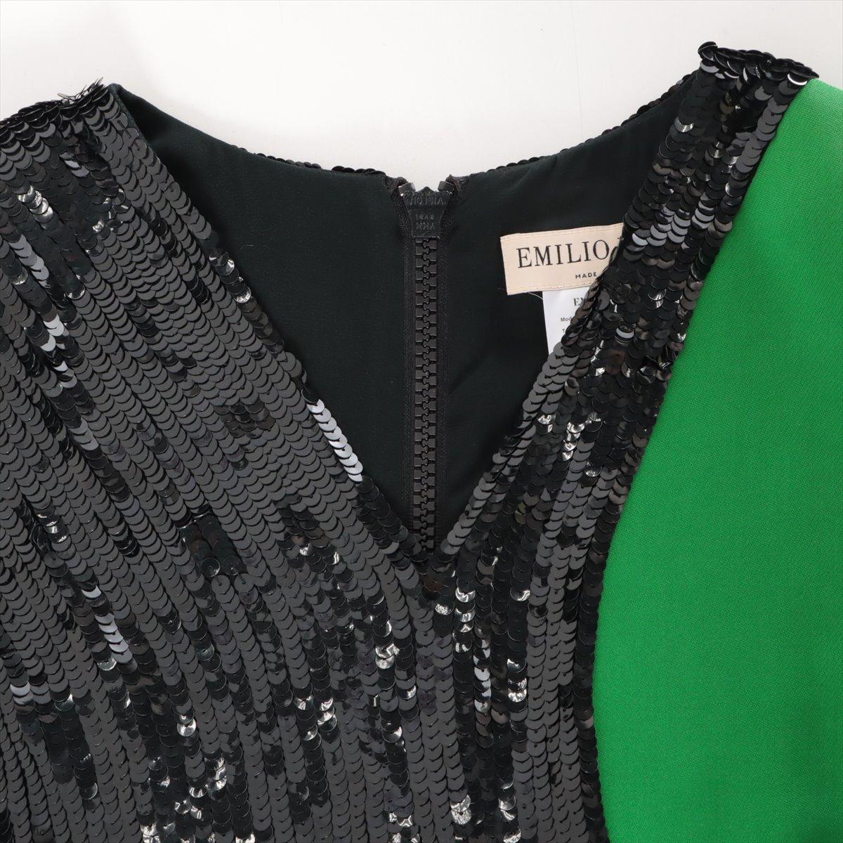 Emilio Pucci  Paillettenbesetztes Viskosekleid Schwarz x Grün im Angebot 1