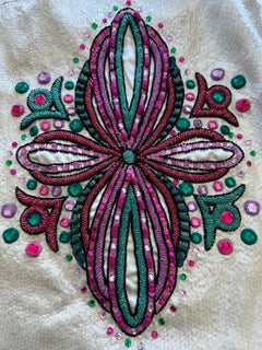 Emilio Pucci White Sequin Mini Dress with Crystal and Beaded Detail