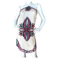 Emilio Pucci White Sequin Mini Dress with Crystal and Beaded Detail