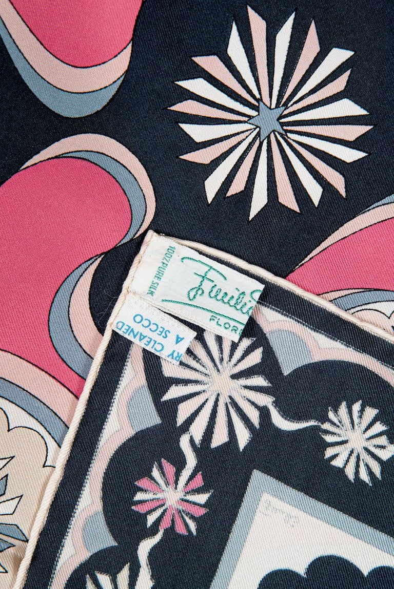 Early 1960s Soft Pastels Emilio Pucci Silk Twill Scarf