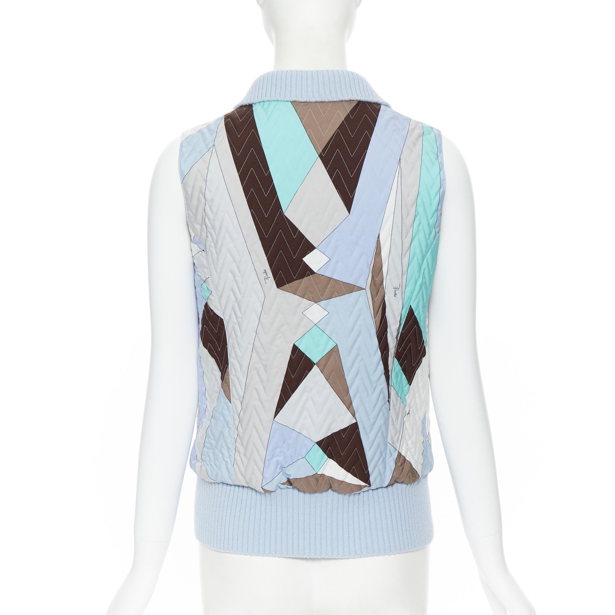 Women's EMILIO PUCCI signature geometric print chevron stitching sleeveless vest IT44