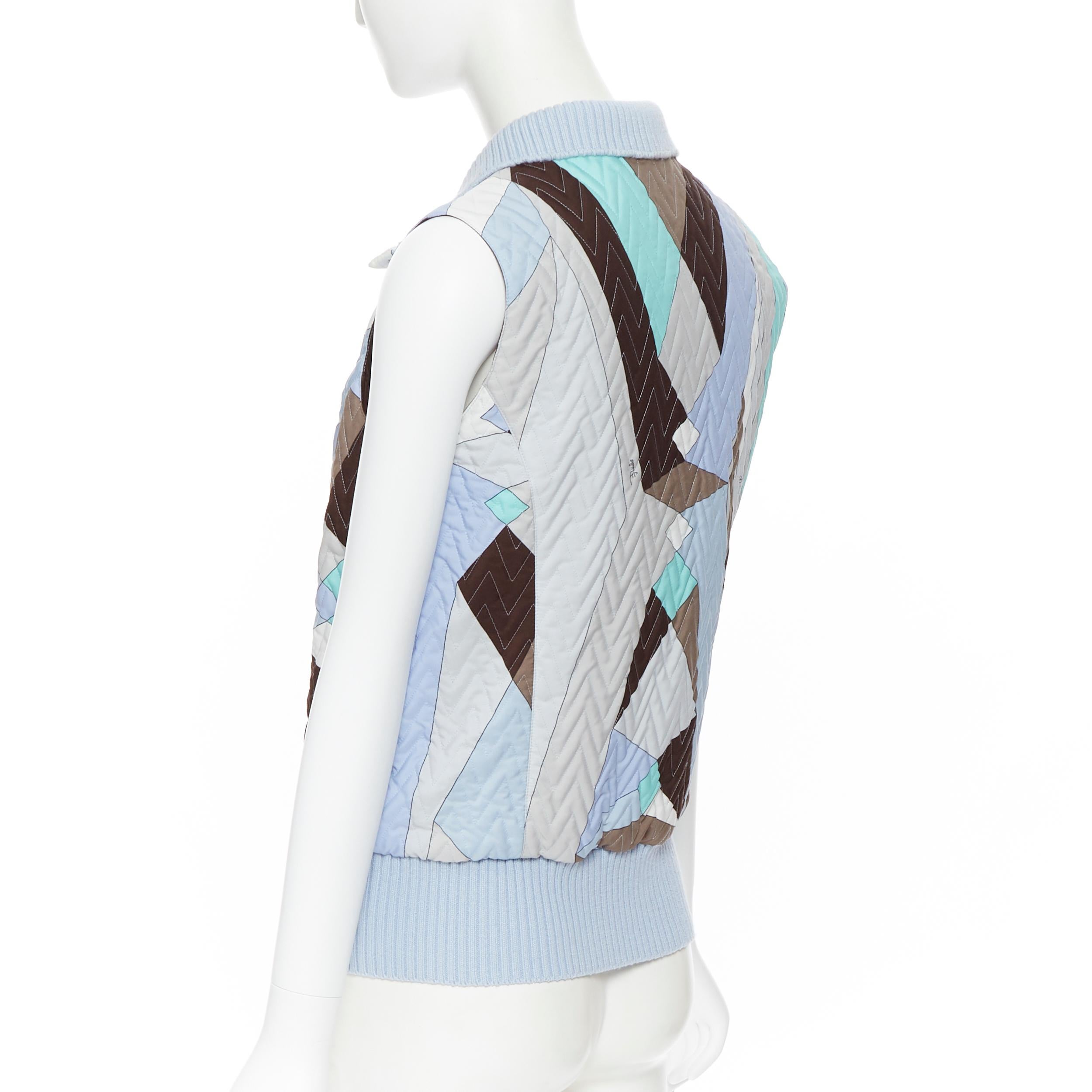 EMILIO PUCCI signature geometric print chevron stitching sleeveless vest IT44 1