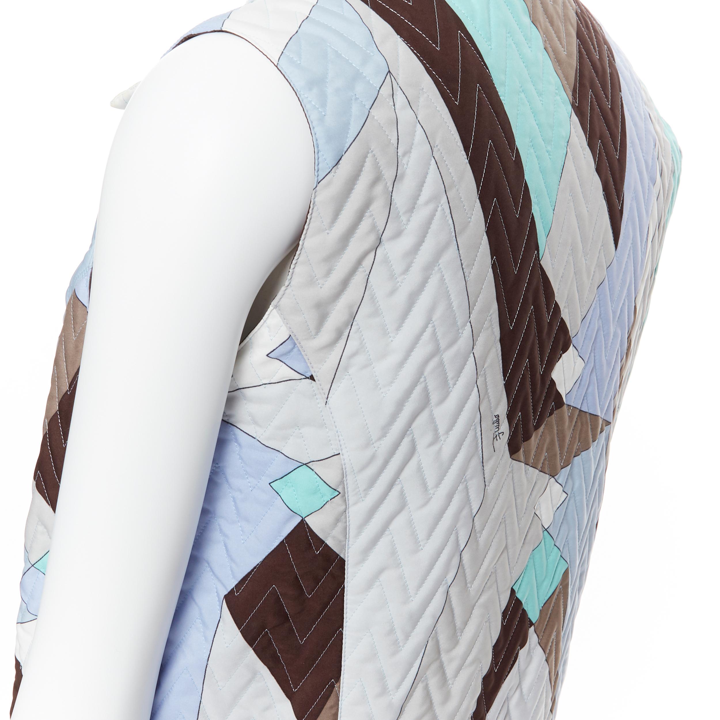 EMILIO PUCCI signature geometric print chevron stitching sleeveless vest IT44 3