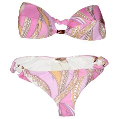 Emilio Pucci Signature Pink Print Bandeau Bikini