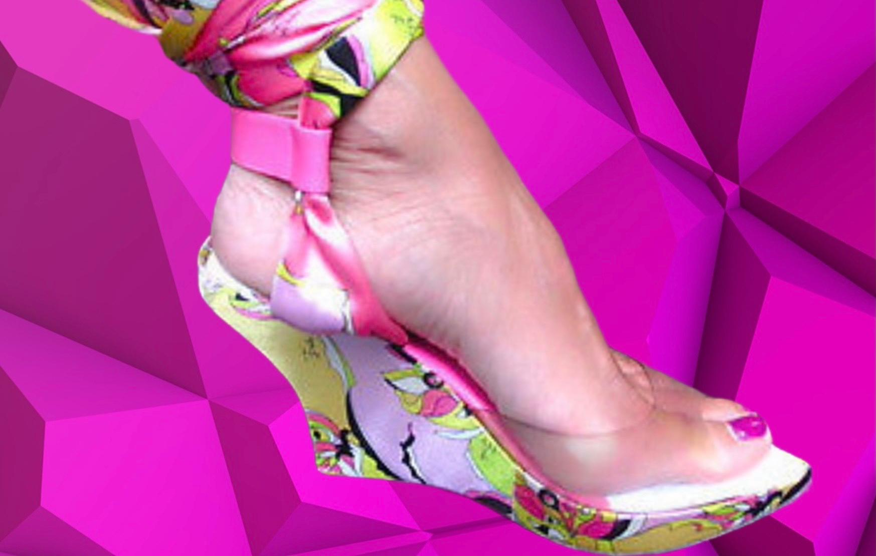 EMILIO PUCCI Signature Print Logo Lace Up Wedges High Heels Sandals 39 4