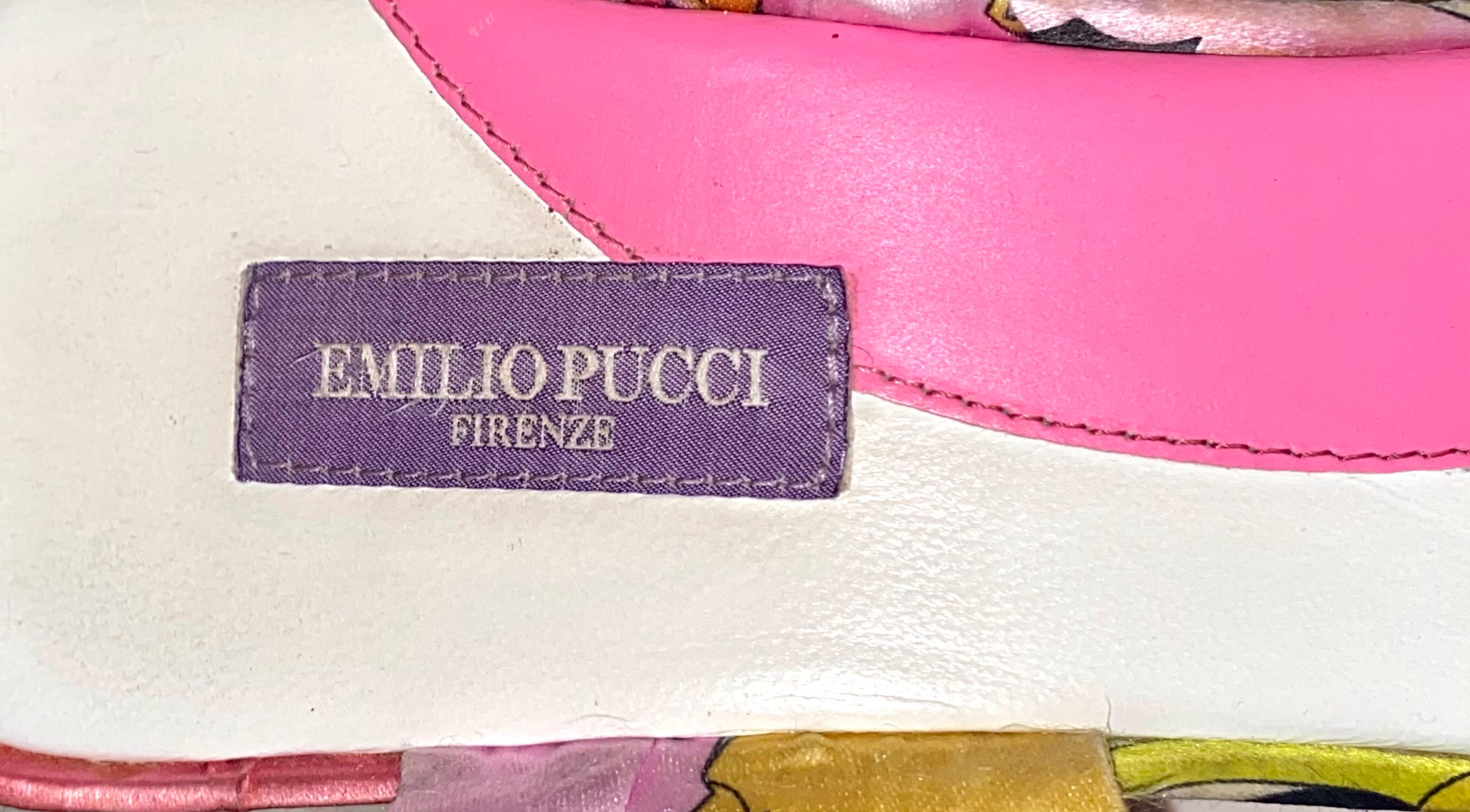 Women's EMILIO PUCCI Signature Print Logo Lace Up Wedges High Heels Sandals 39