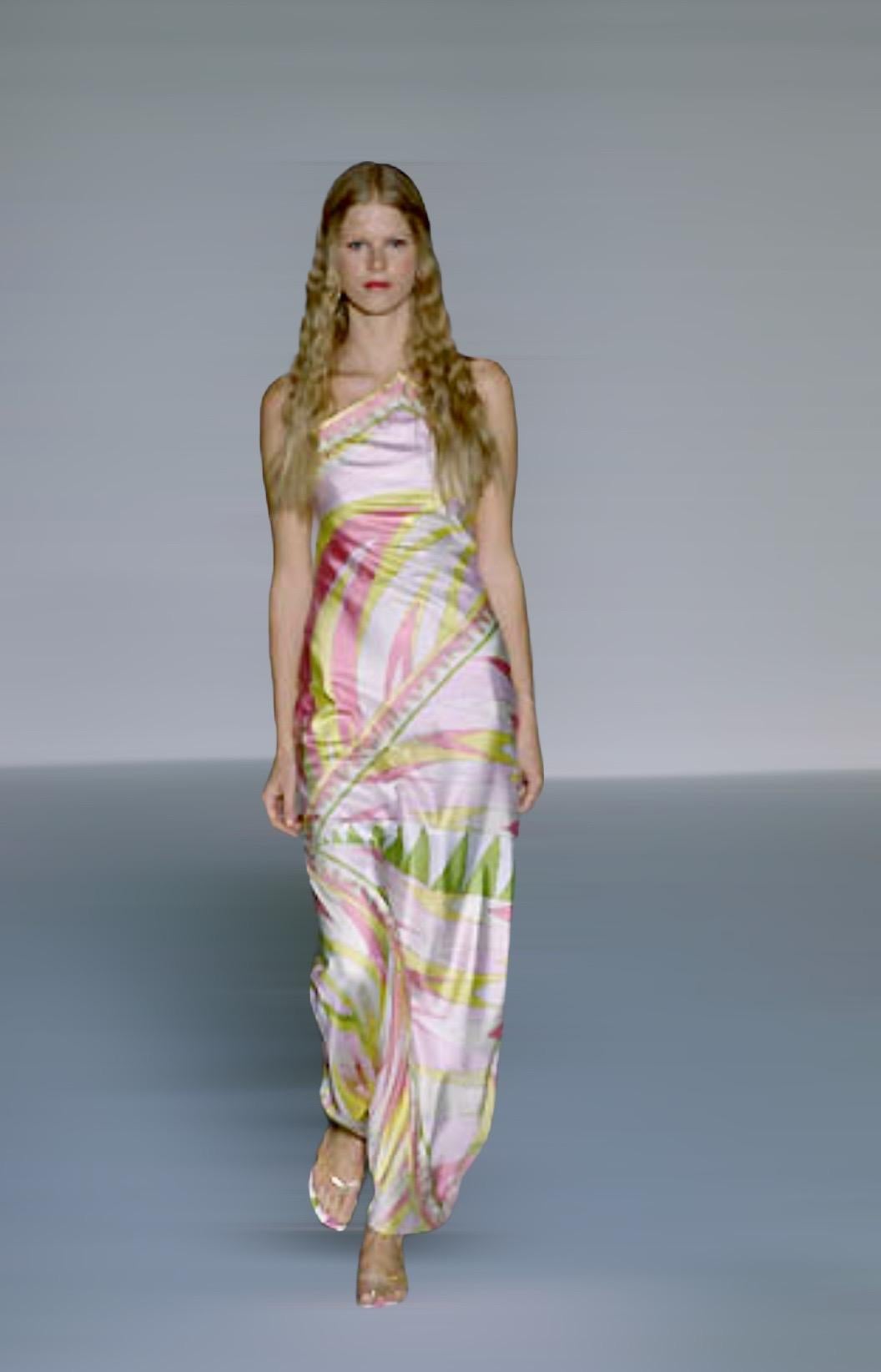 Women's Emilio Pucci Signature Print Neckholder Evening Maxi Dress Gown as seen on JLO