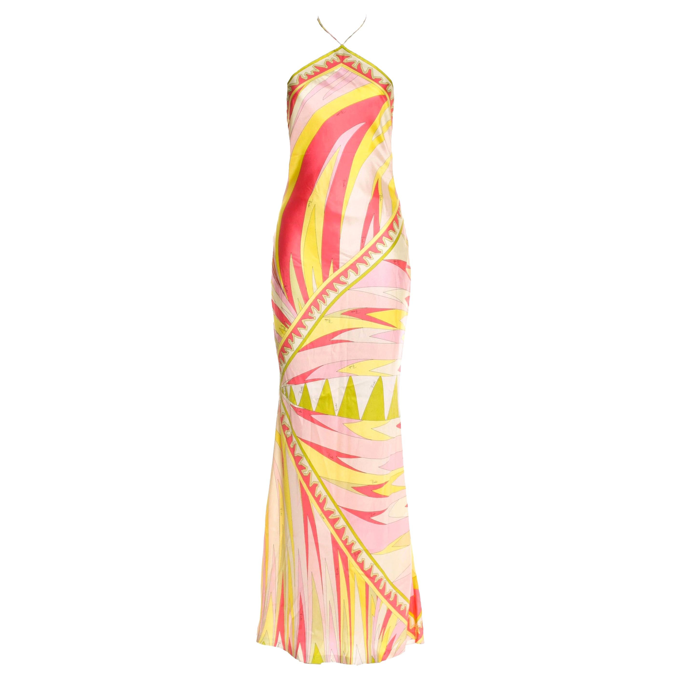 Emilio Pucci Signature Print Neckholder Evening Maxi Dress Gown as seen on JLO