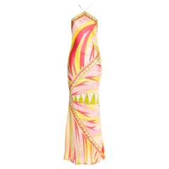 Emilio Pucci Signature Print Neckholder Evening Maxi Dress Gown as seen on JLO
