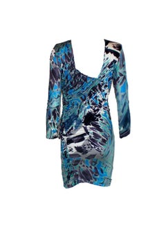 UNWORN Emilio Pucci Signature Print Ruched Silk Jersey Bodycon Dress 40