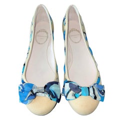 EMILIO PUCCI Signature Print Silk Ballerina Slippers Flats