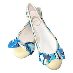 EMILIO PUCCI Signature Print Silk Ballerina Slippers Flats 