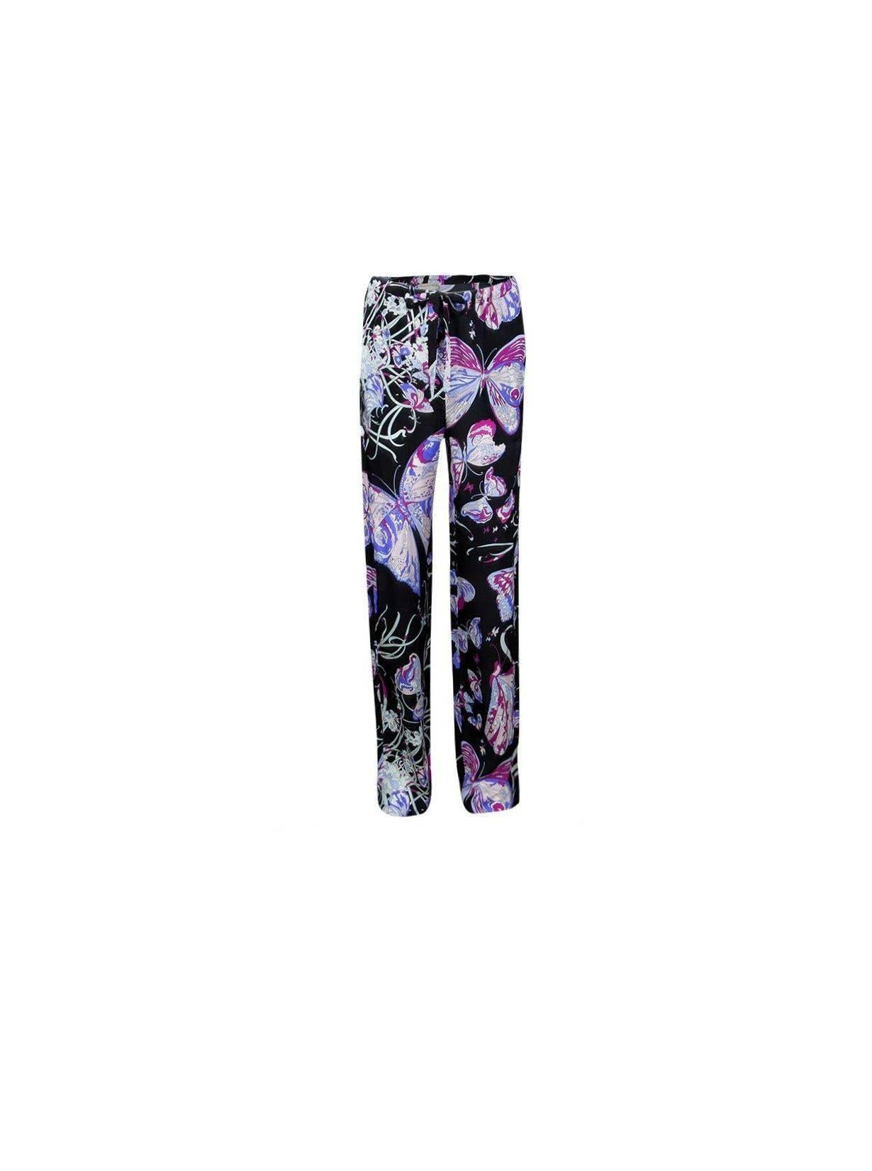 Women's Emilio Pucci Signature Print Silk Ensemble Pants Lounge Evening Suit