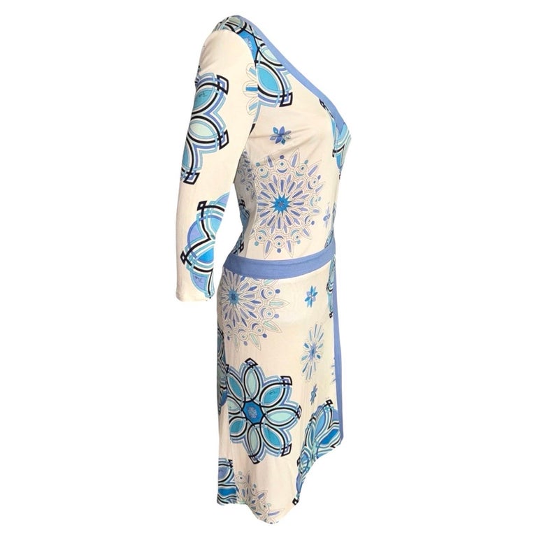 Robe Emilio Pucci Manches Longues - Imprimé Multicolore Violet, Taille 4, Neuve Avec étiquette