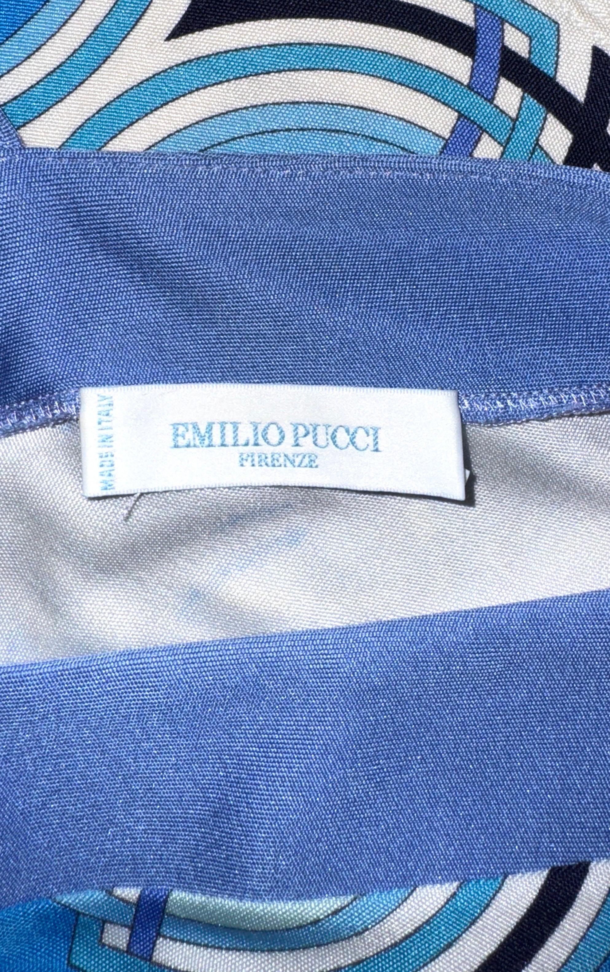 De las mujeres Emilio Pucci Signature Print Seda Top Falda Traje Conjunto Como Vestido M en venta