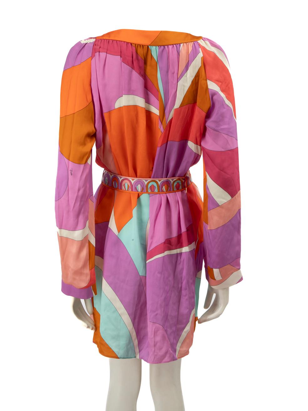 Purple Emilio Pucci Silk Abstract Patterned Mini Dress Size L