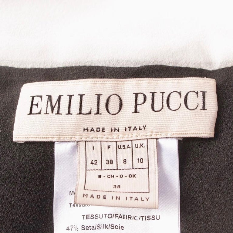 EMILIO PUCCI silk and lace black/white long one shoulder- dress IT 42 ...