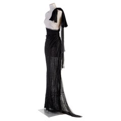 EMILIO PUCCI   silk and lace black/white long one shoulder- dress IT 42