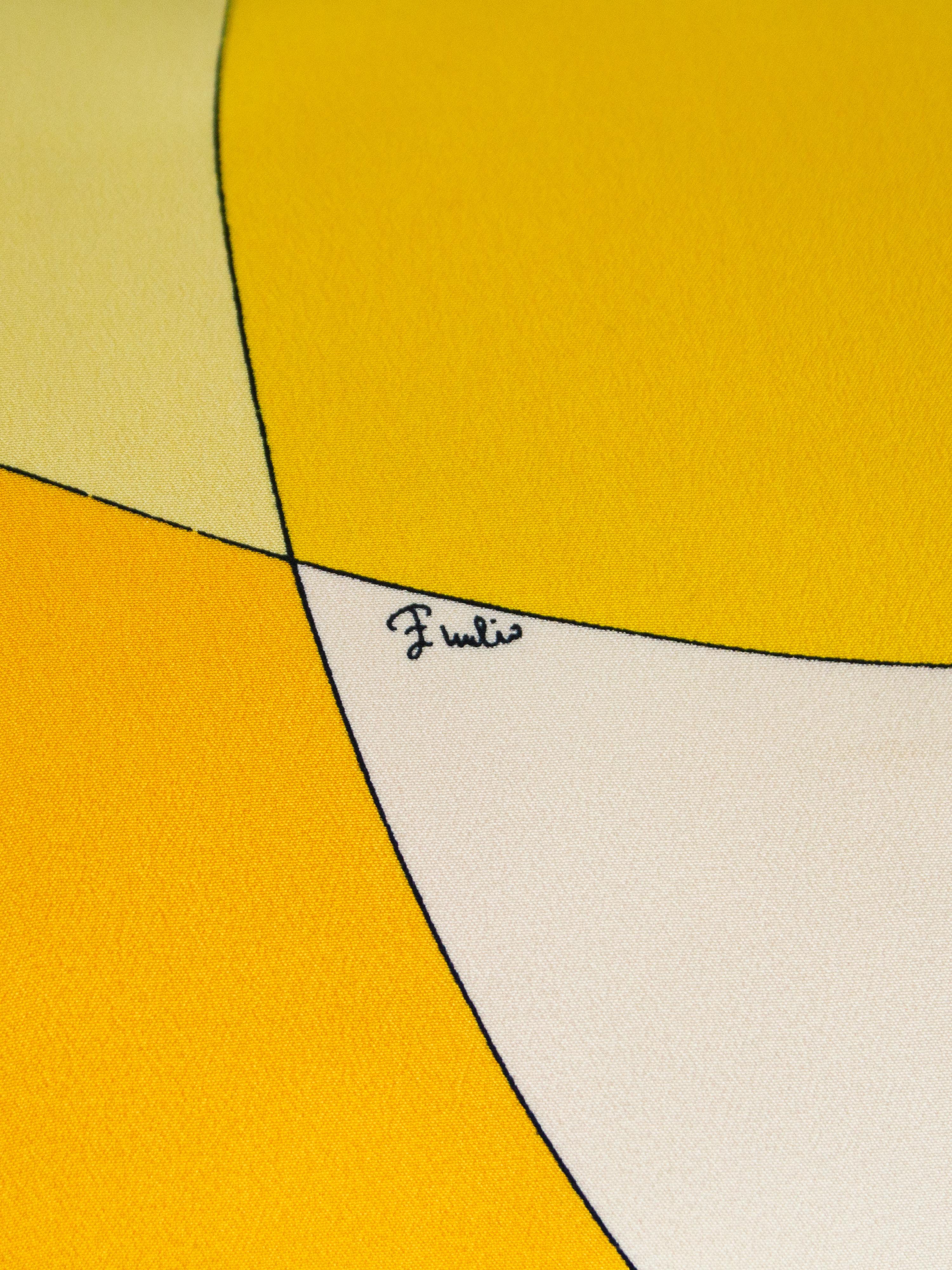 Giallo Cuscino decorativo Emilio Pucci in seta e velluto in vendita