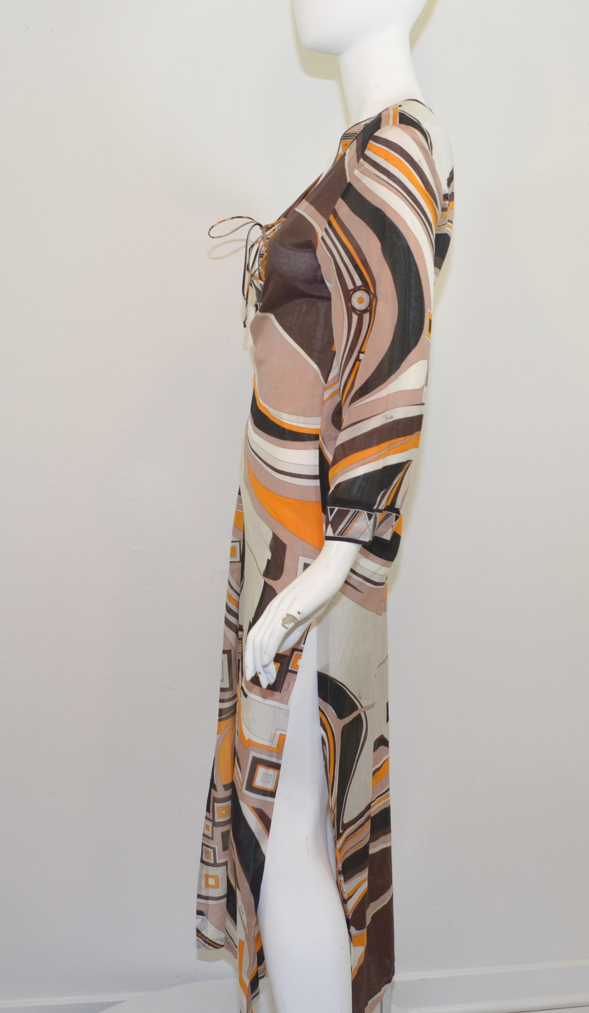 Emilio Pucci Silk Blend Caftan Maxi Dress In Excellent Condition In Carmel, CA