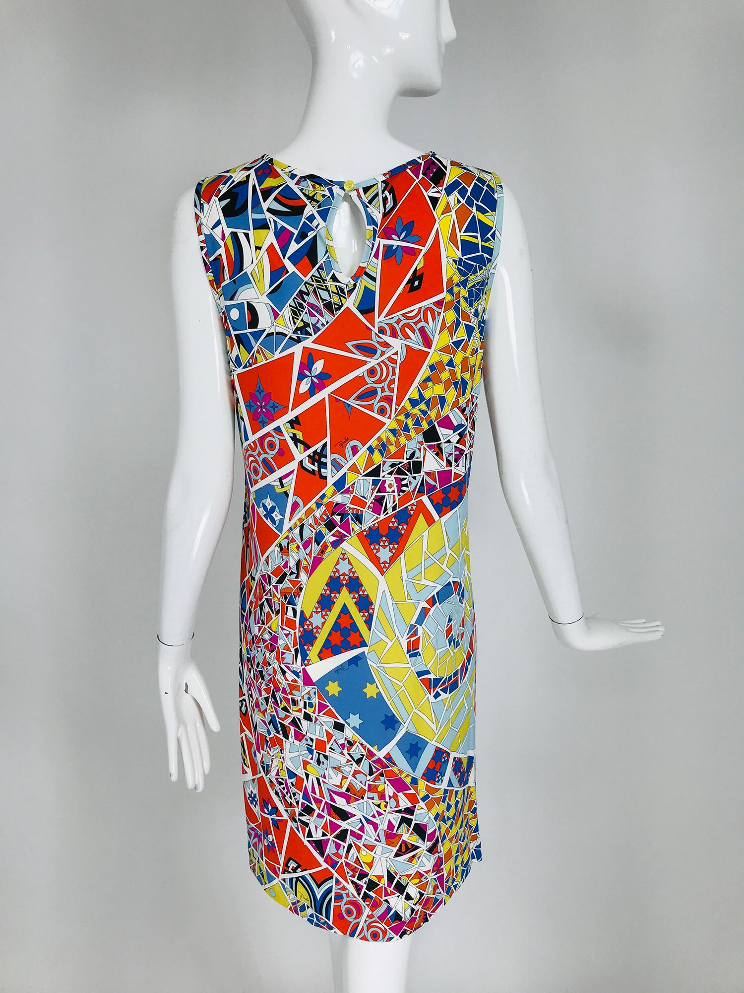 Women's Emilio Pucci Silk Blend Jersey Sleeveless Star Print Shift Dress 42