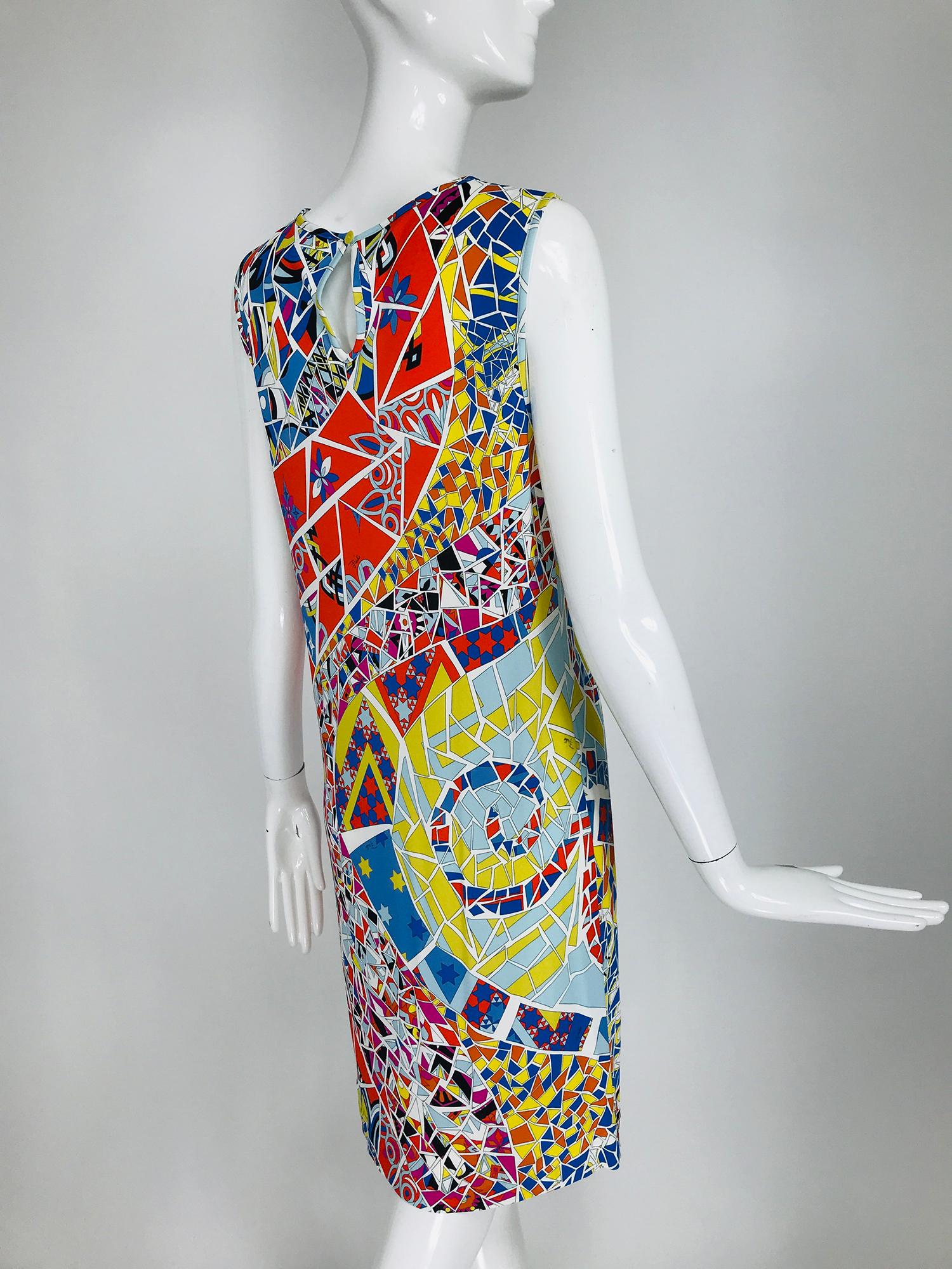 Emilio Pucci Silk Blend Jersey Sleeveless Star Print Shift Dress 42 1