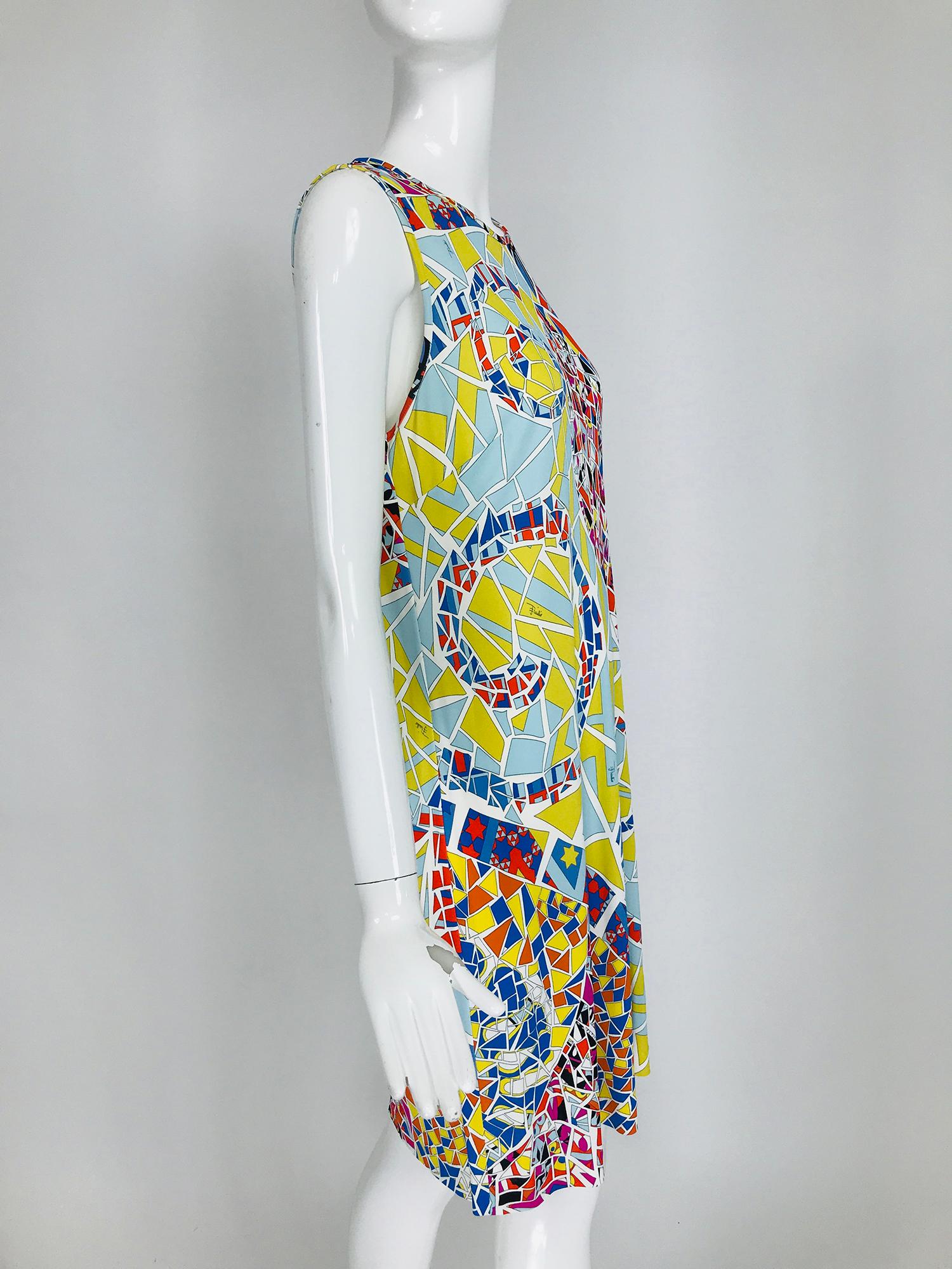 Emilio Pucci Silk Blend Jersey Sleeveless Star Print Shift Dress 42 2