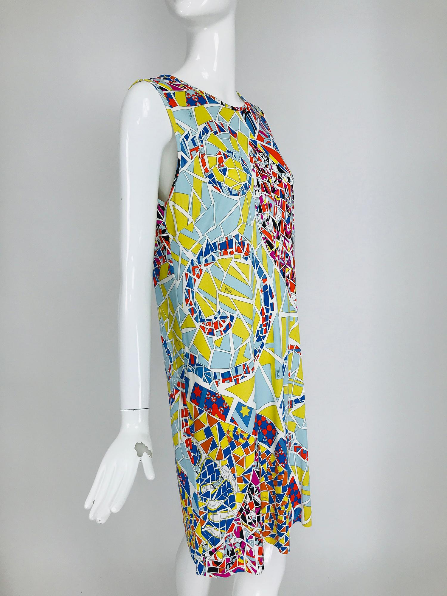 Emilio Pucci Silk Blend Jersey Sleeveless Star Print Shift Dress 42 3