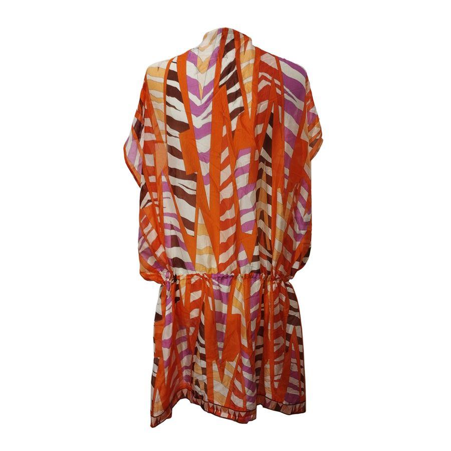 100% Silk Fancy pattern Coral color Length shoulder/hem cm 78 (30,7 inches)
