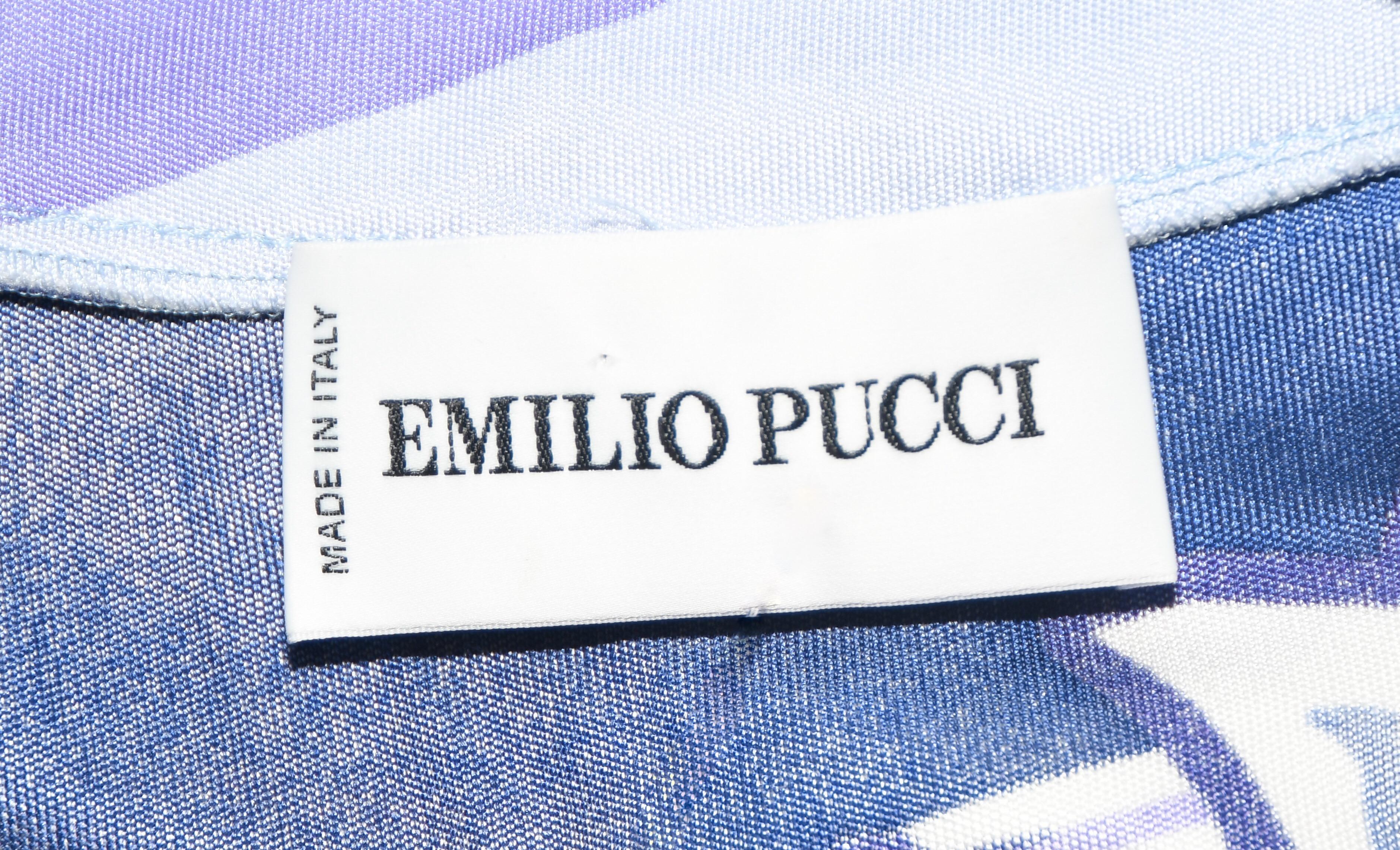 Women's Emilio  Pucci Silk Blue, Lavender & White Blouson Style Dress With Drawstring For Sale