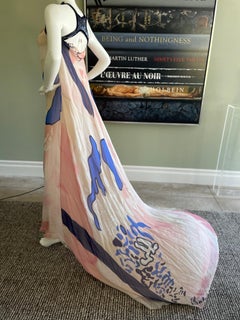 Emilio Pucci SIlk Chiffon Tie Dye Maxi Dress with Long Train and Sequin Accents