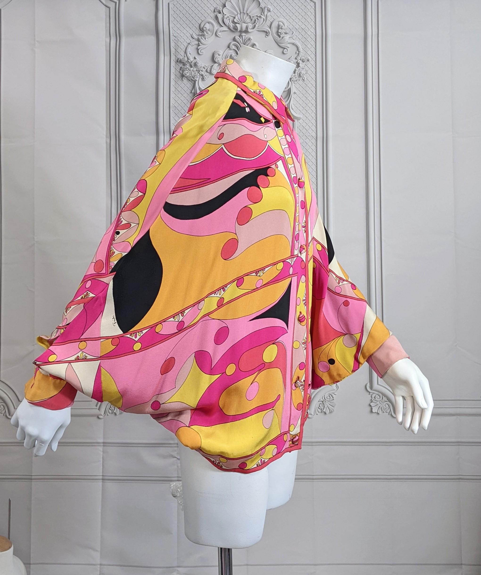 Emilio Pucci Silk Crepe Bat Wing Blouse In Excellent Condition For Sale In New York, NY