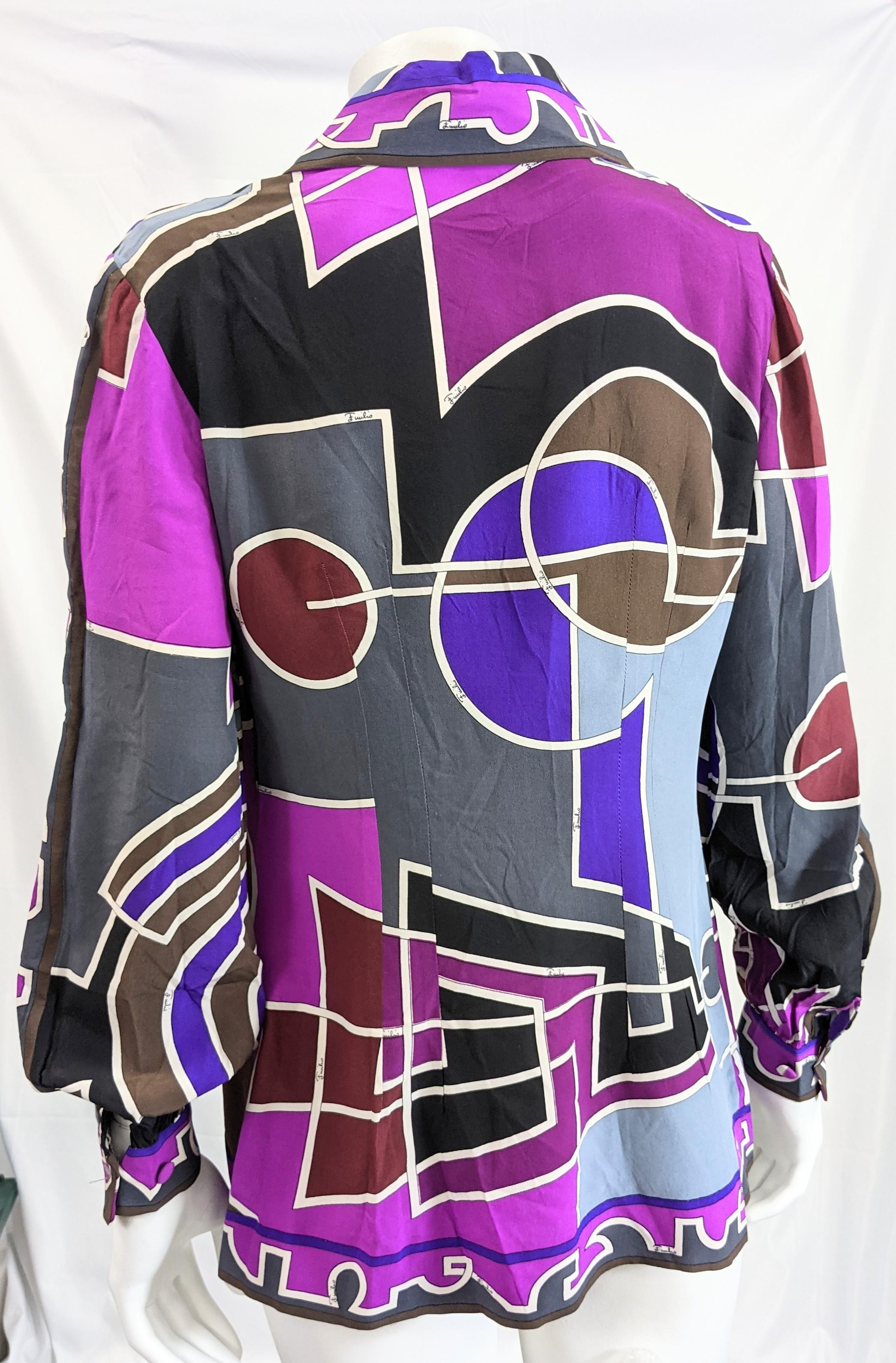 Emilio Pucci Silk Crepe Shirt In Excellent Condition For Sale In New York, NY