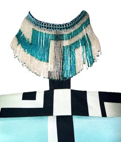 Emilio Pucci Silk Dress with Beaded Fringe Collar 42